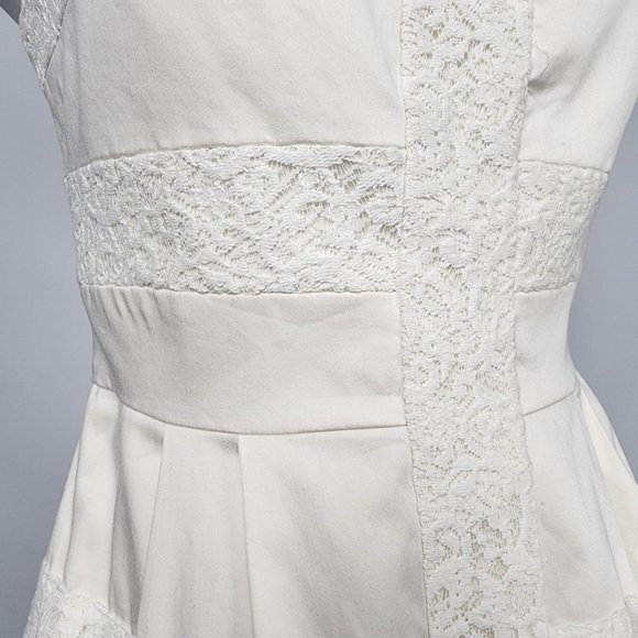 𝅺RW&CO White Lace Cotton Strapless Fit & Flare Mini Dress Size 8 - Picture 3 of 16